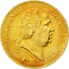 Coin, France, Louis XVIII, Louis XVIII, 40 Francs, 1818, Lille, AU(50-53), Gold
