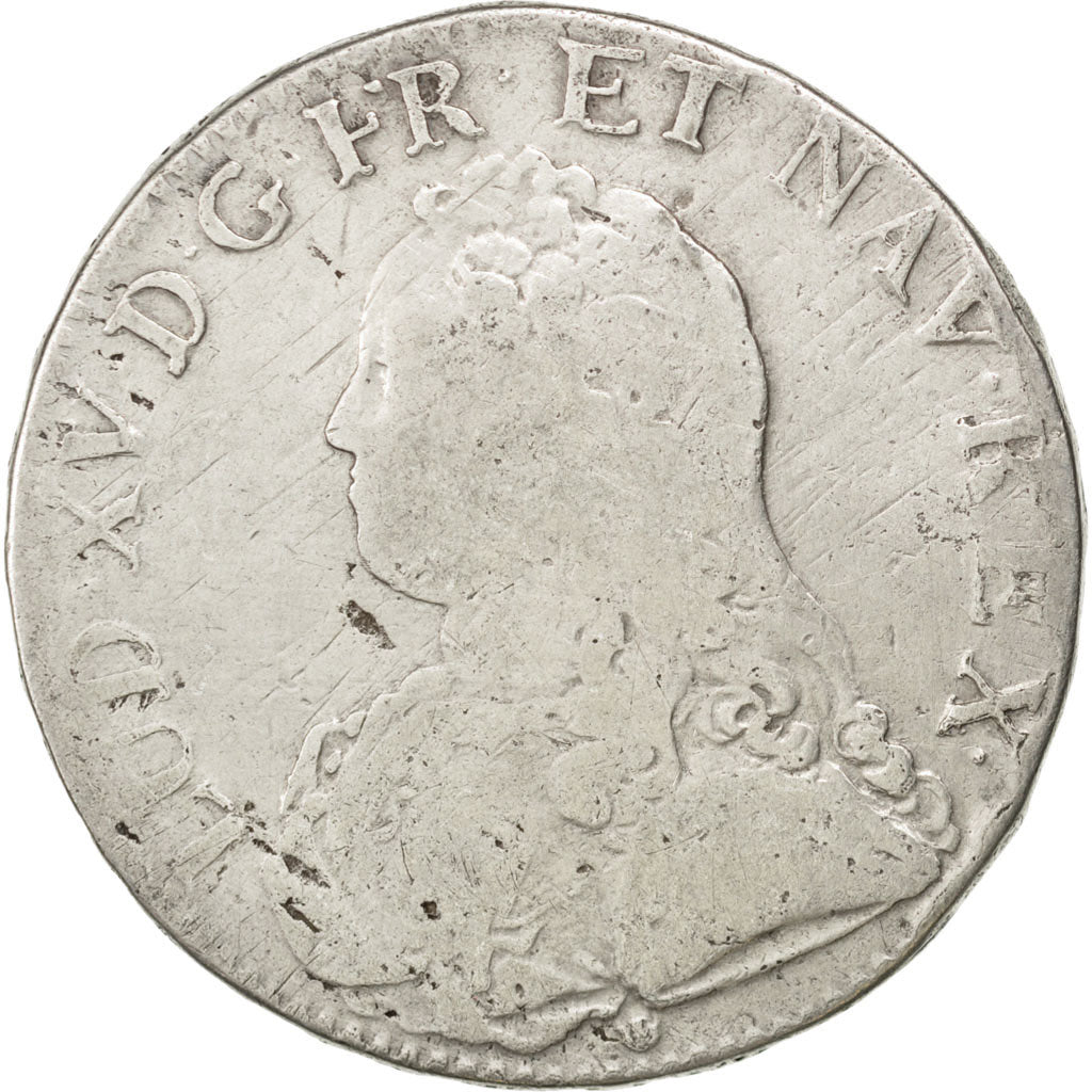 FRANCE, Écu aux branches d'olivier, ECU, 1726, Lyon, KM #486.6, VF(20-25), ...