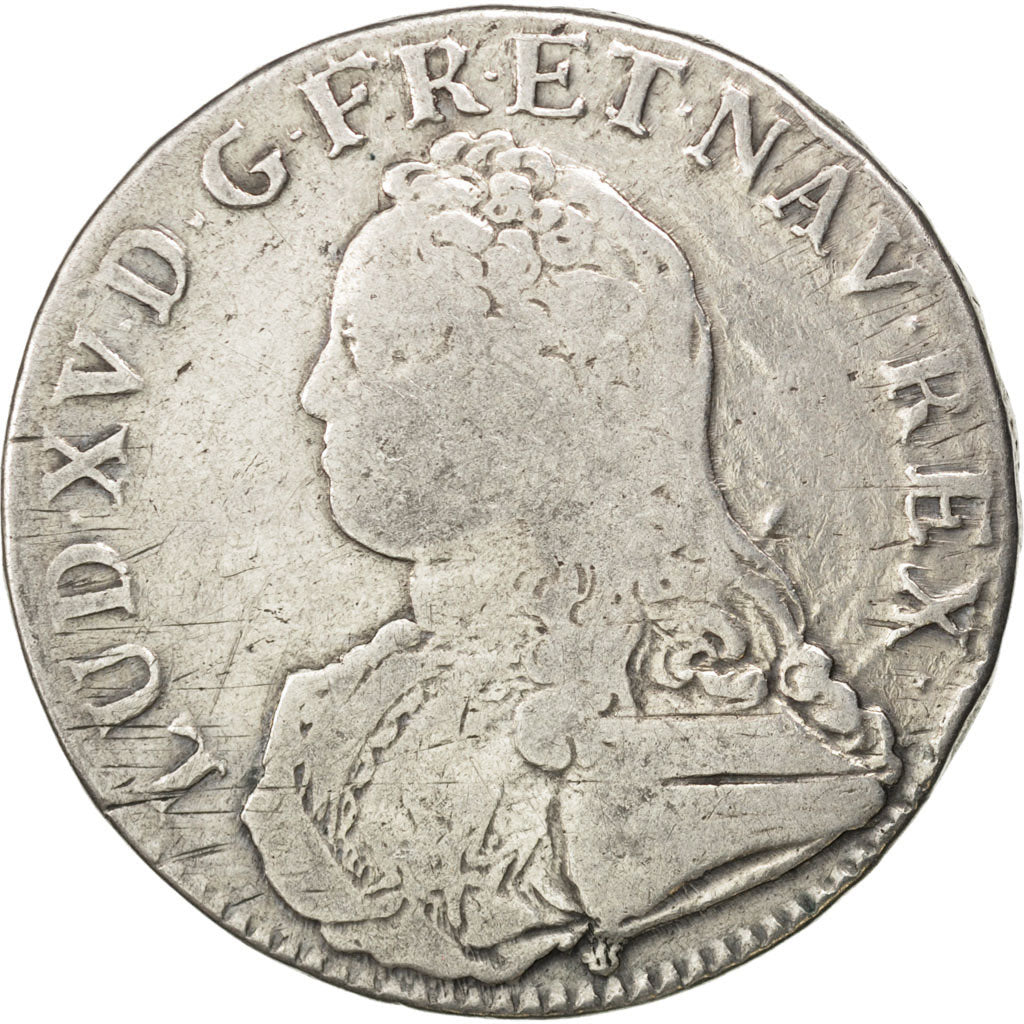 FRANCE, Écu aux branches d'olivier, ECU, 1729, Lyon, KM #486.6, VF(20-25), ...