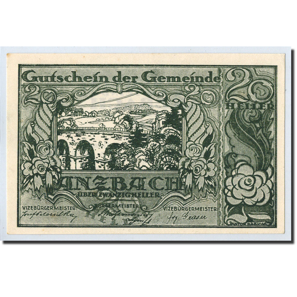 Banknote, Austria, Anzbach, 20 Heller, pont, 1921, 1921-01-15, UNC(63)