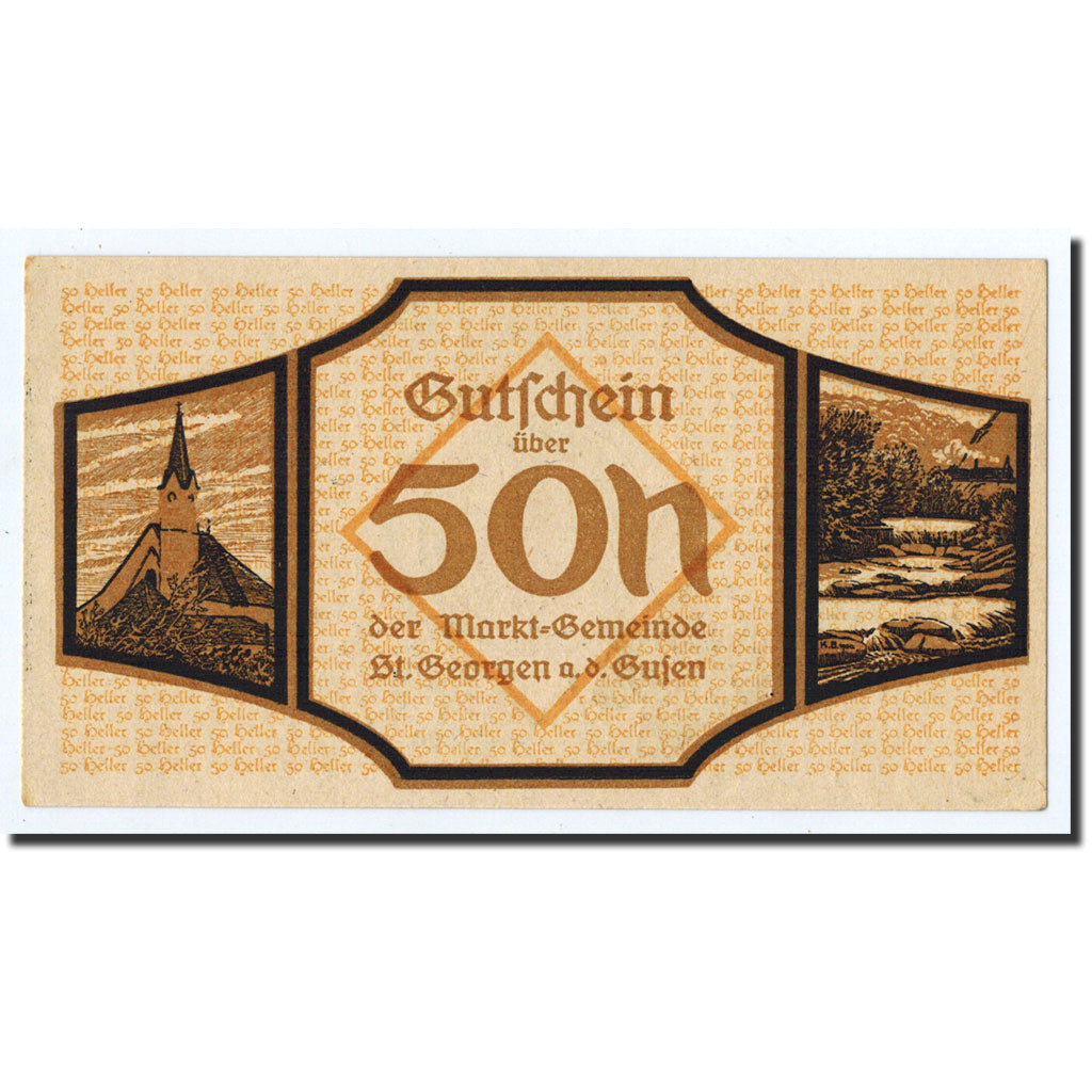 Banknote, Austria, St Georgen ad Gusen, 50 Heller, carte, 1920, Undated, UNC(63)