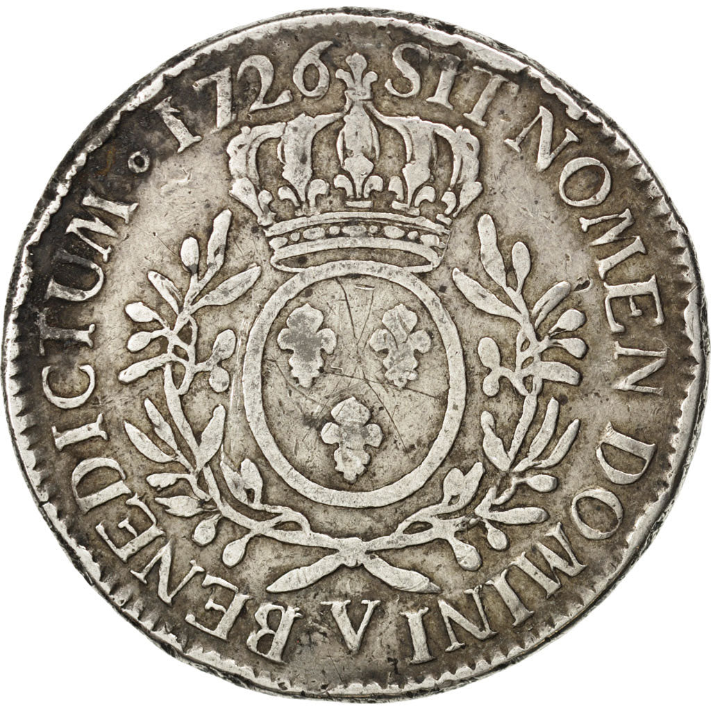Louis XV, Écu aux branches d'olivier, 1726 V, Troyes, Gadoury 321