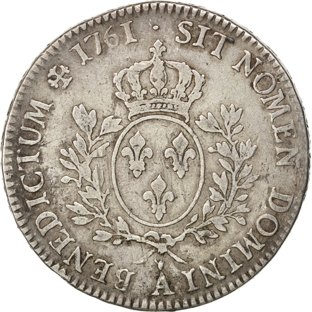 Francia, Louis XV, Écu au bandeau, Ecu, 1761, Paris, MB+, Argento, KM:512.1,...