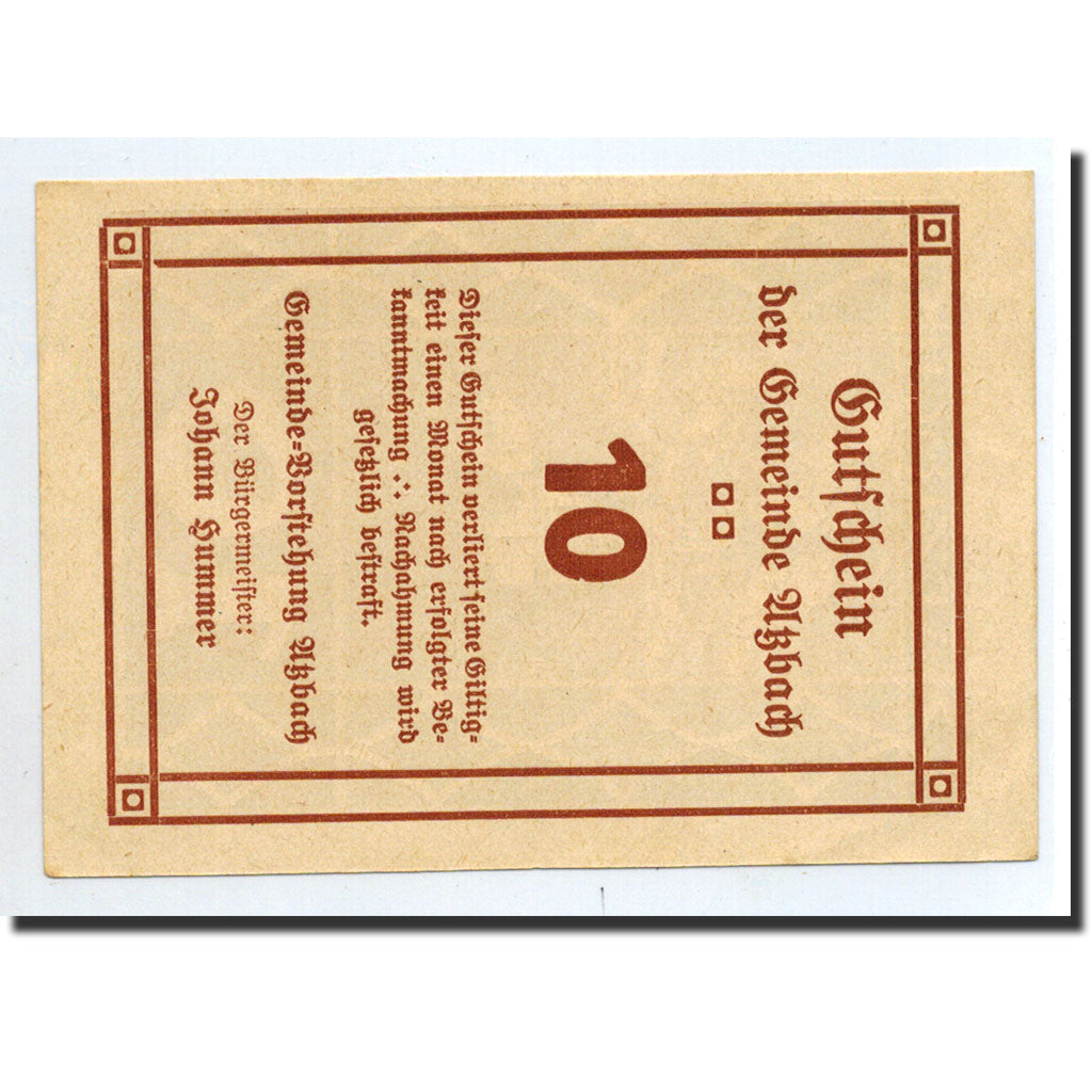 Geldschein, Österreich, Atzbach, 10 Heller, Eglise, Undated, Undated, UNZ-
