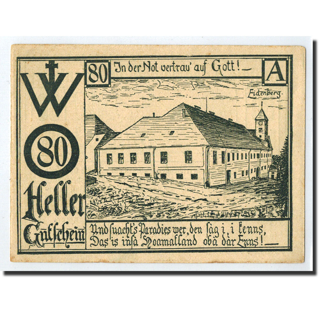 Geldschein, Österreich, Eidenberg, 80 Heller, paysan, 1920, 1920-05-09, UNZ-