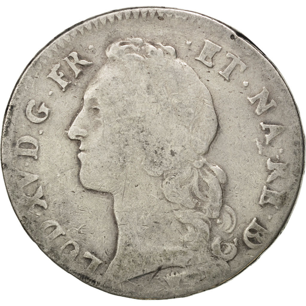 FRANCE, Écu de Béarn au bandeau, ECU, 1755, Pau, KM #518, VF(20-25), Silver, Ga.