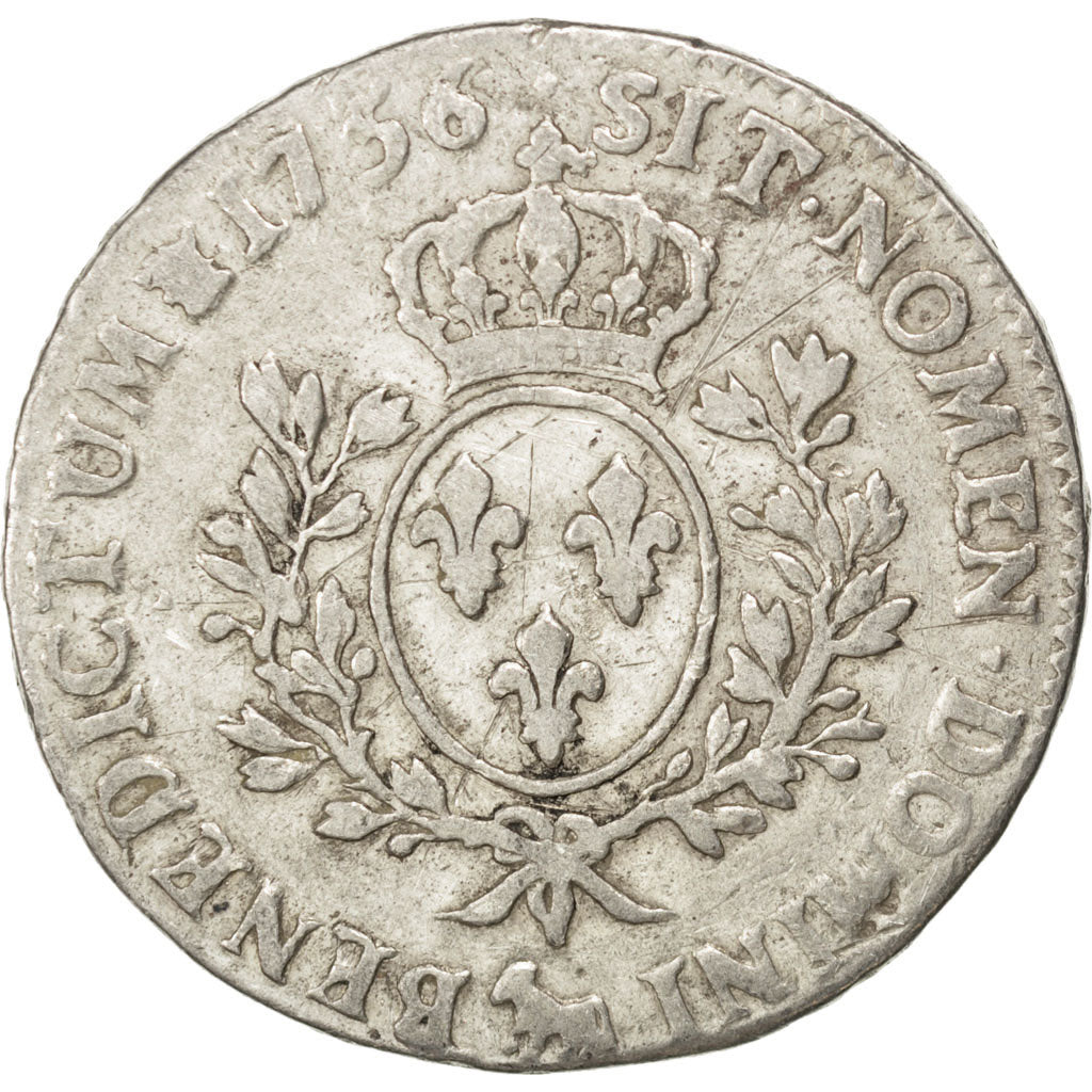 Francia, Louis XV, Écu de Béarn au bandeau, Ecu, 1756, Pau, MB+, Argento, K...