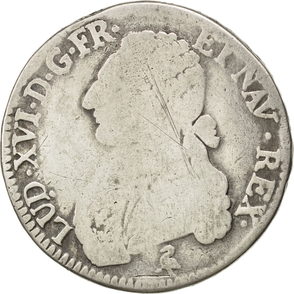 FRANCE, Écu aux branches d'olivier, ECU, 1790, Paris, KM #564.1, VG(8-10), ...