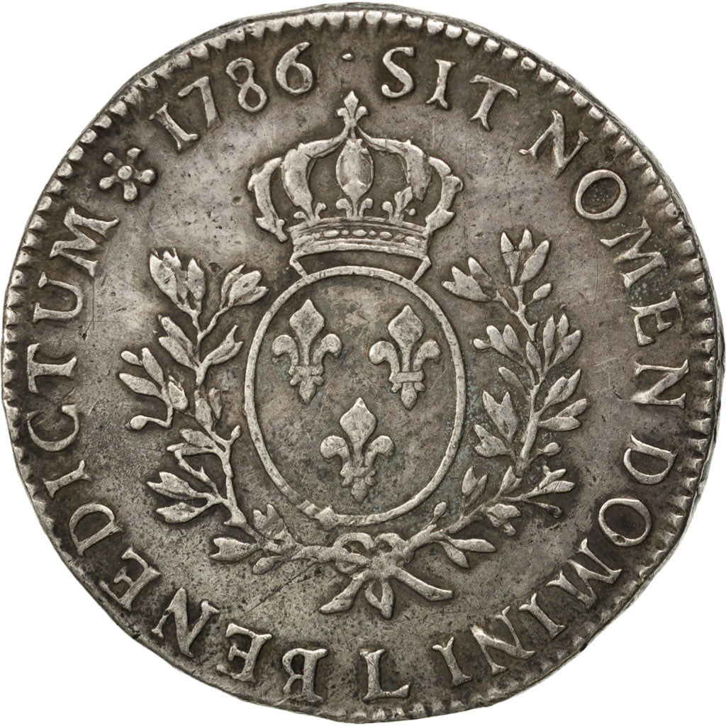 Louis XVI, Écu aux Branches d'Olivier, 1786 L, Bayonne, Gadoury 356
