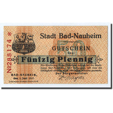 Geldschein, Deutschland, Nauheim Bad Stadt, 50 Pfennig, paysage, 1917