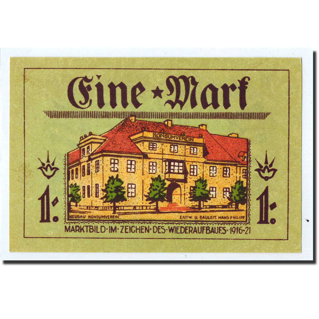 Banknote, Germany, Neindenburg, 1 Mark, château, 1921, Undated, UNC(63)