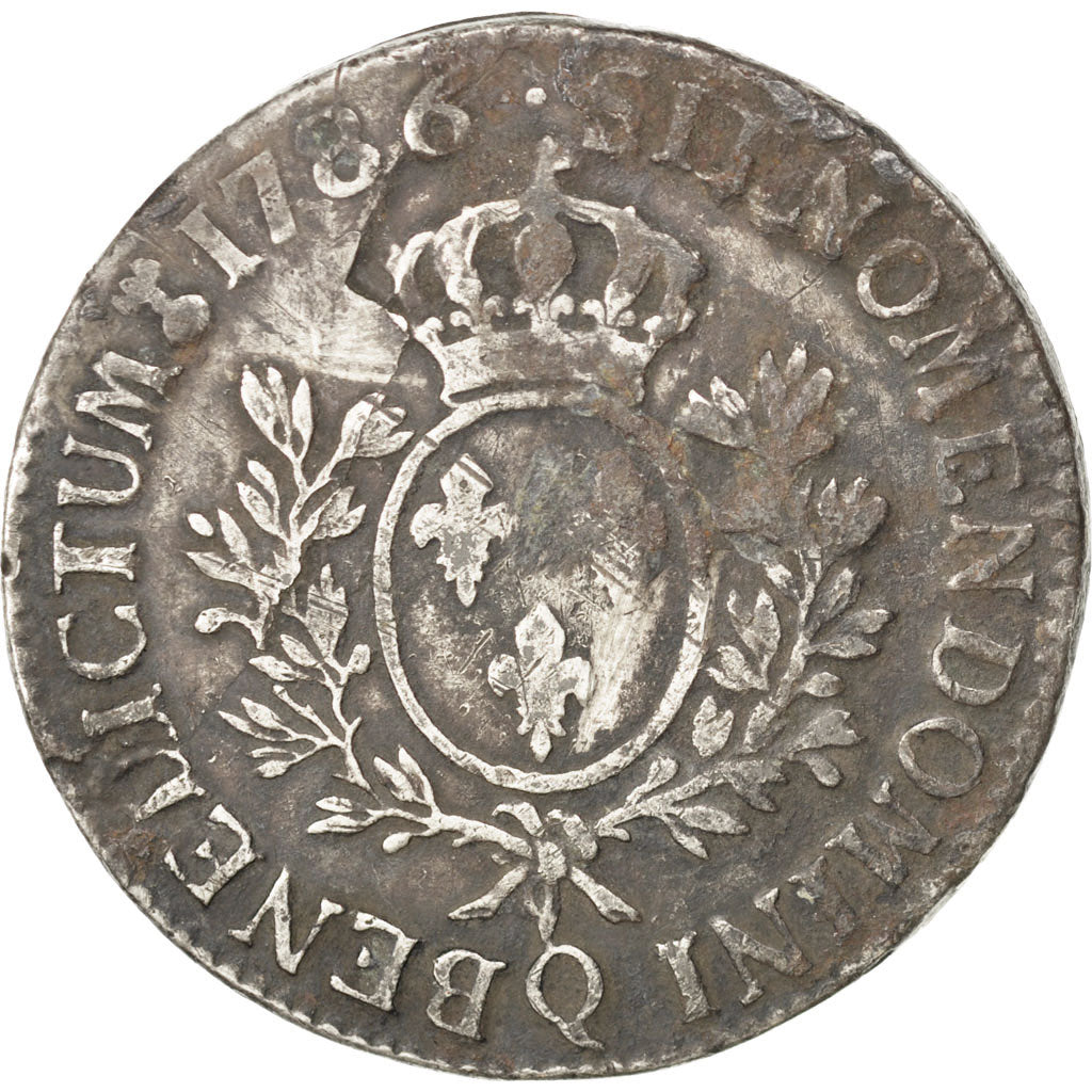 FRANCE, Écu aux branches d'olivier, ECU, 1786, Perpignan, KM #564.13, VF(20-25),