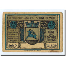Banknote, Germany, Schneidemuhl, 25 Pfennig, Ecusson, O.D, Undated, UNC(63)