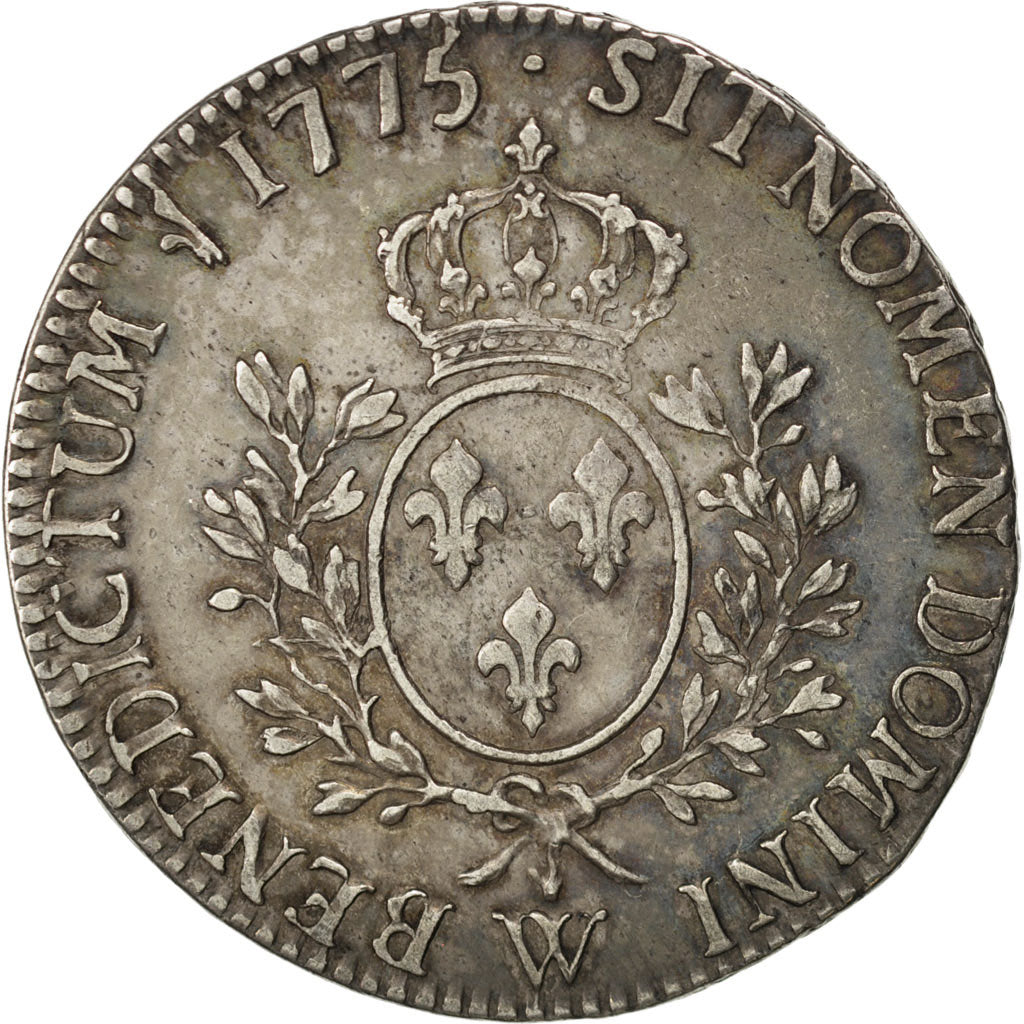 FRANCE, Écu aux branches d'olivier, ECU, 1775, Lille, KM #564.16, EF(40-45), ...