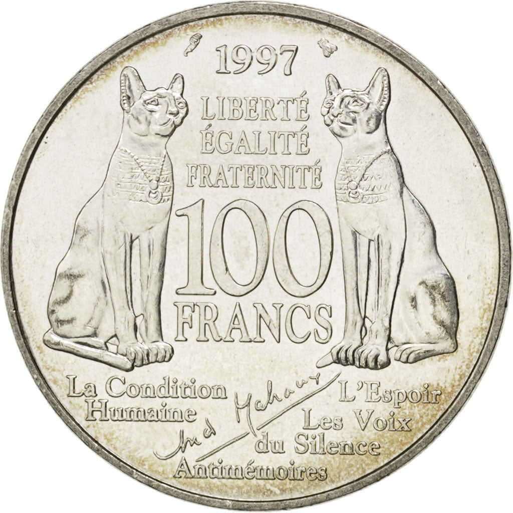 FRANCE, André Malraux, 100 Francs, 1997, KM #1188, MS(63), Silver, 31, Gadoury #
