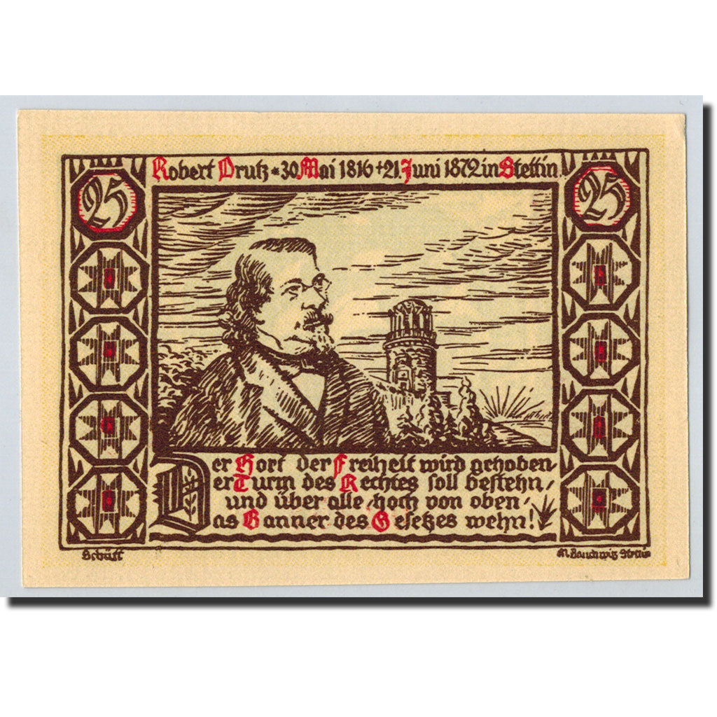 Banknote, Germany, Stettin Stadt, 25 Pfennig, bateau, 1921, 1921-07-01, UNC(63)