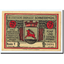 Banknote, Germany, Schneidemuhl, 75 Pfennig, Ecusson, O.D, Undated, UNC(63)