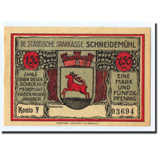 Billet, Allemagne, Schneidemuhl, 1.5 Mark, Ecusson, O.D, Undated, SPL