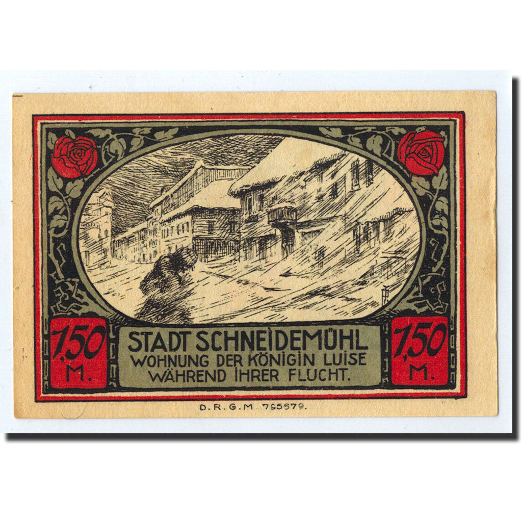 Billet, Allemagne, Schneidemuhl, 1.5 Mark, Ecusson, O.D, Undated, SPL
