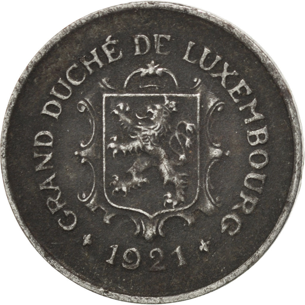 LUXEMBOURG, 5 Centimes, 1921, KM #30, EF(40-45), Iron, 18, 2.50