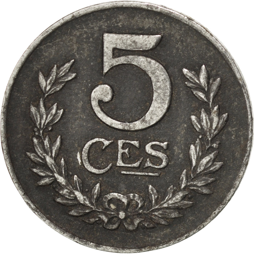 LUXEMBOURG, 5 Centimes, 1921, KM #30, EF(40-45), Iron, 18, 2.50