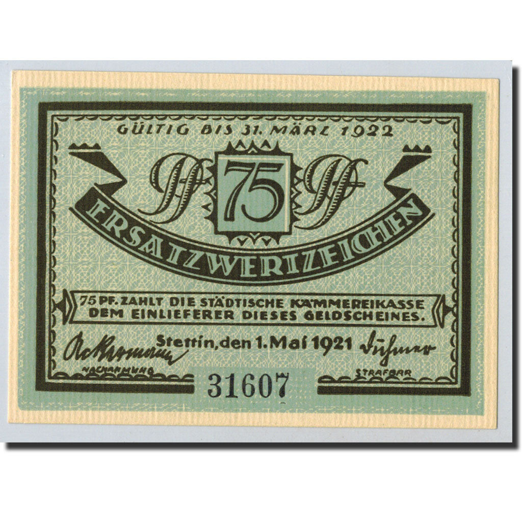 Banknote, Germany, Stettin, 75 Pfennig, Port, 1922, 1922-01-01, UNC(63)