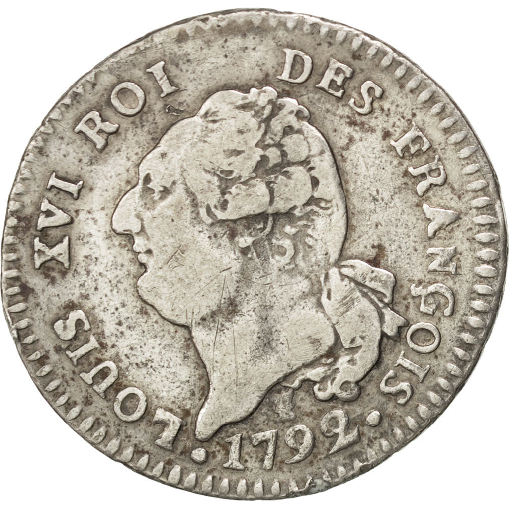 FRANCE, 30 sols françois, 30 Sols, 1792, Limoges, KM #606.7, VF(30-35), Silver, 