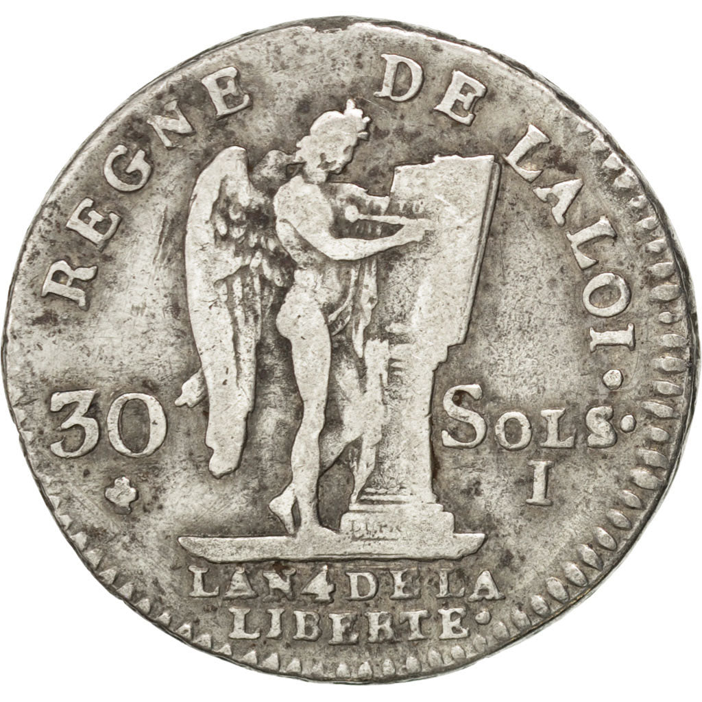 FRANCE, 30 sols françois, 30 Sols, 1792, Limoges, KM #606.7, VF(30-35), Silver, 