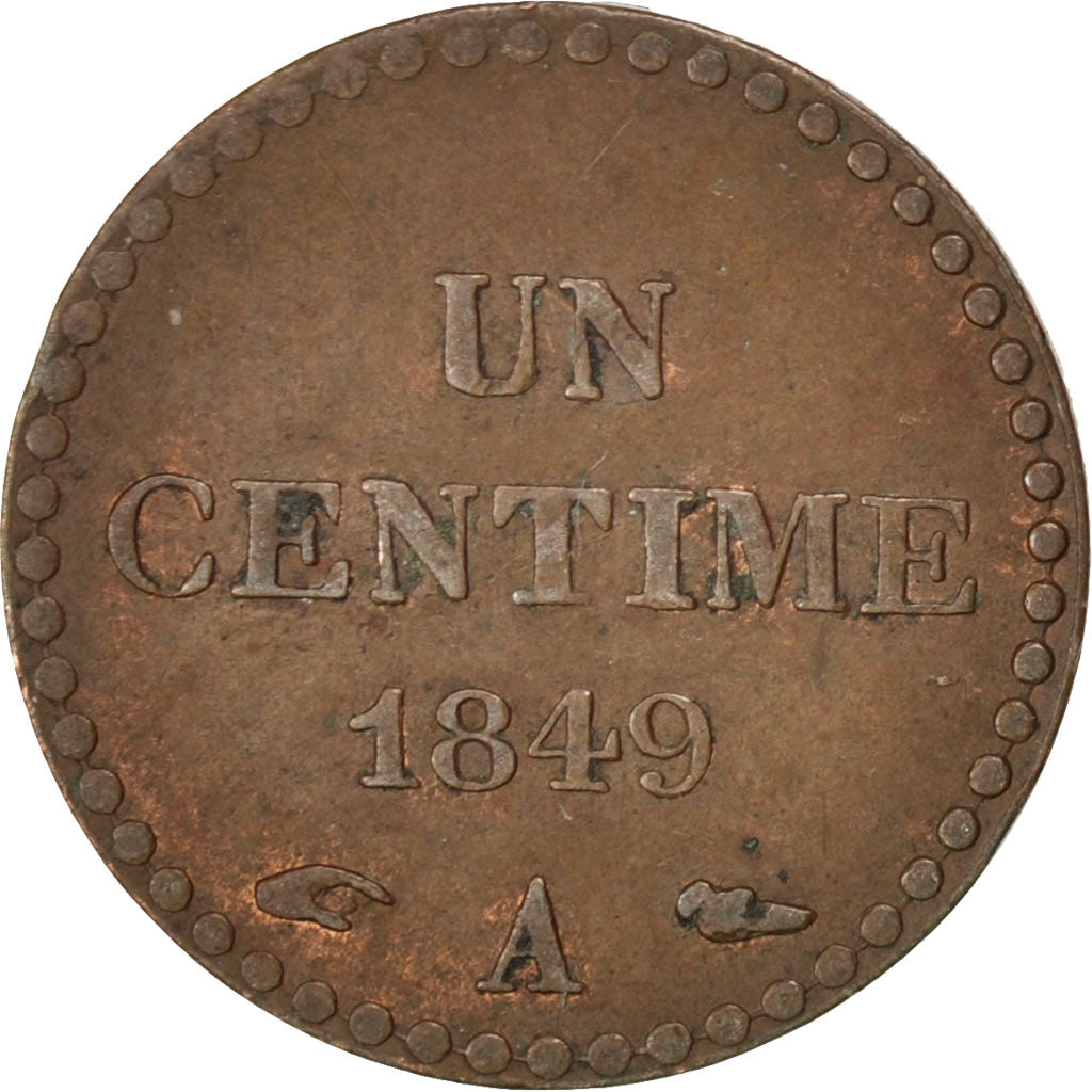 FRANCE, Dupré, Centime, 1849, Paris, KM #754, AU(50-53), Bronze, Gadoury #84, 1.