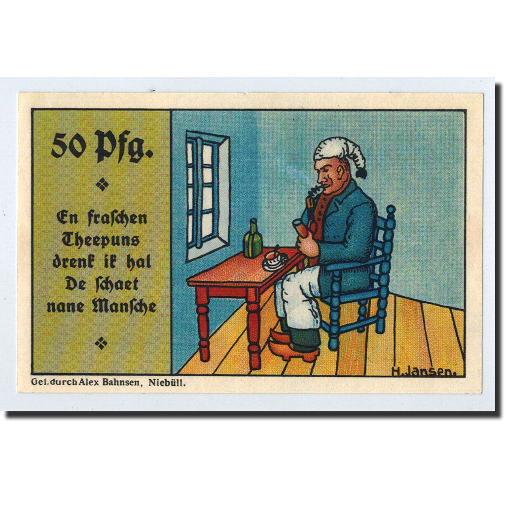 Geldschein, Deutschland, Niebüll, 50 Pfennig, personnage, 1920, 1920-04-20