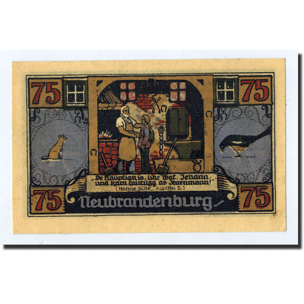 Banknote, Germany, Neubrandenburg Stadt, 75 Pfennig, personnage, 1921