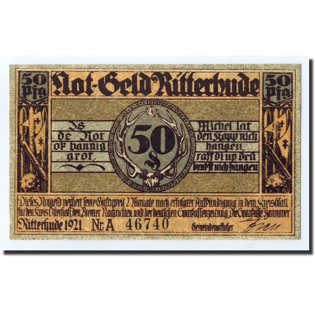 Banconote, Germania, Ritterhude, 50 Pfennig, château, 1921, Undated, SPL