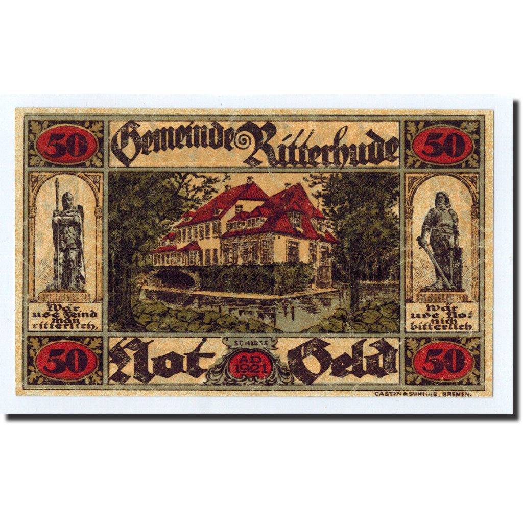 Banconote, Germania, Ritterhude, 50 Pfennig, château, 1921, Undated, SPL