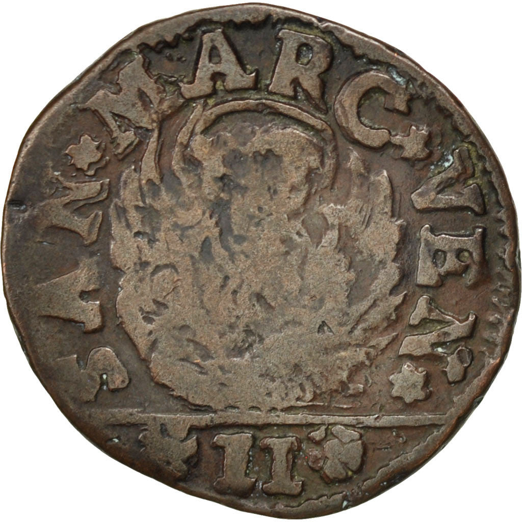 ITALIAN STATES, Gazzetta, 2 Soldi, 1691, Venezia, KM #9, VF(20-25), Copper,...
