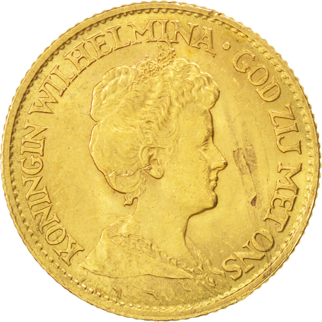 Pays-Bas, Wilhelmina, 10 Gulden, 1913, KM 149