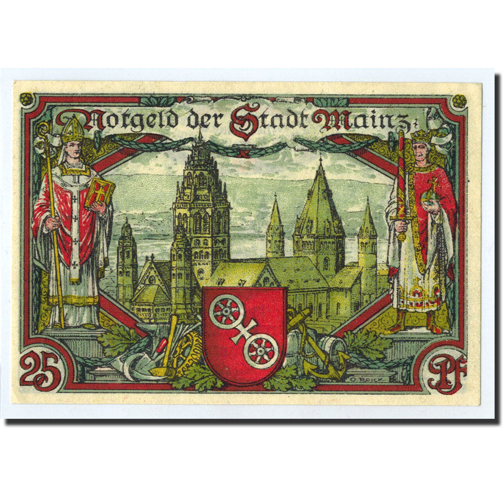 Billet, Allemagne, Mainz Stadt, 25 Pfennig, Eglise, 1921, 1921-01-01, SPL