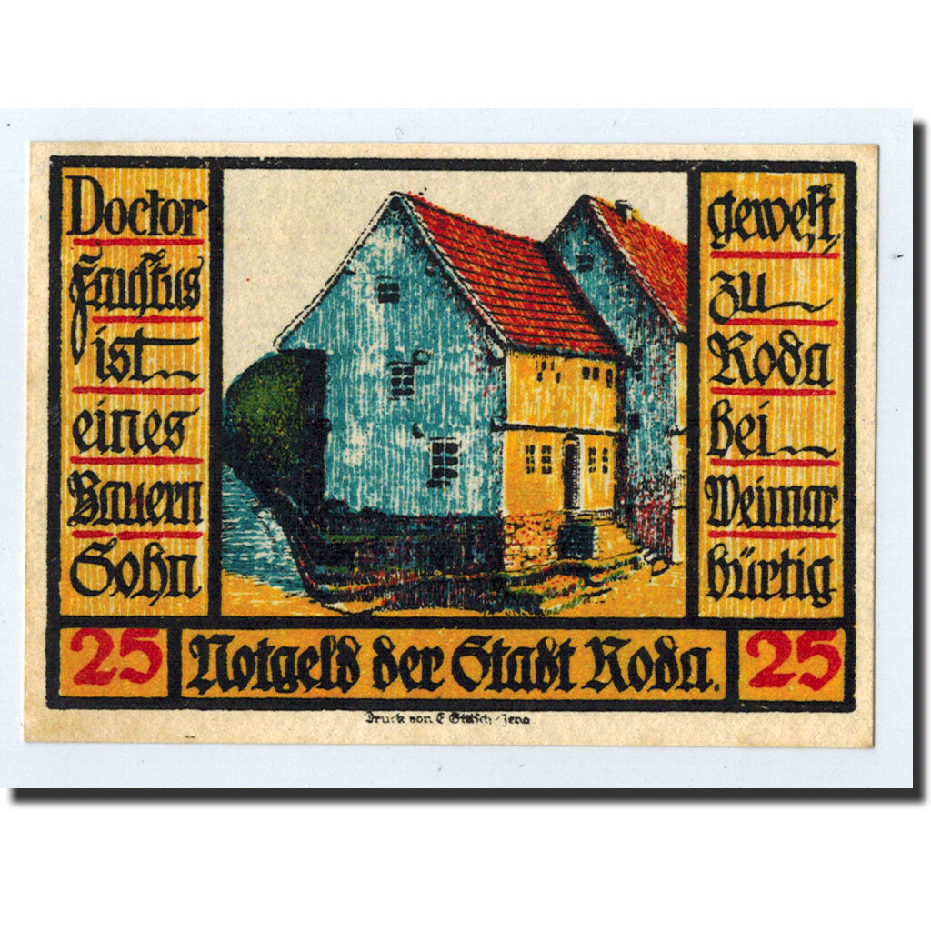 Banknote, Germany, Roda, 25 Pfennig, château, 1921, 1921-09-30, UNC(63)