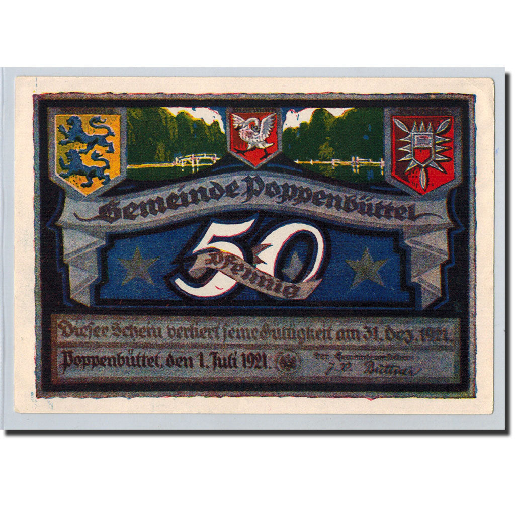 Banconote, Germania, Poppenbüttel, 50 Pfennig, paysage, 1921, 1921-07-01, SPL