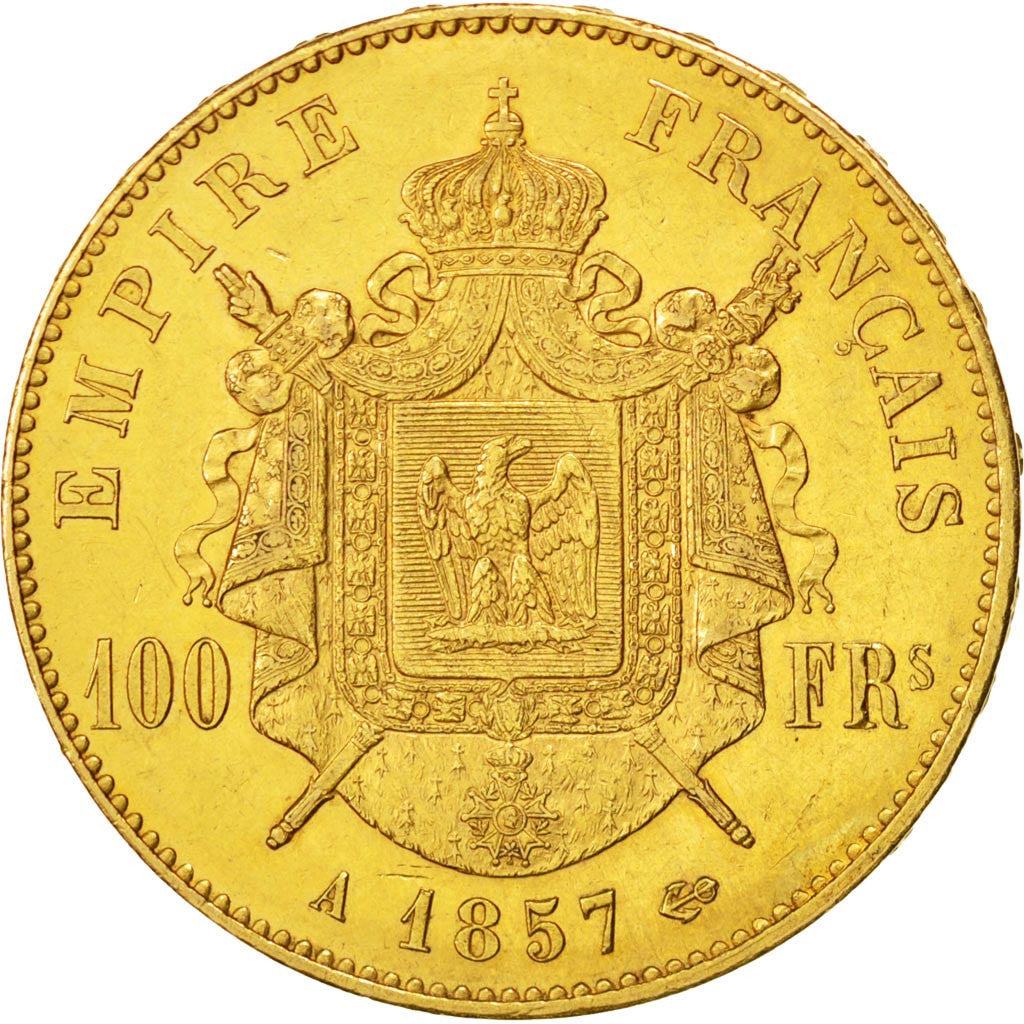 Moneda, Francia, Napoleon III, Napoléon III, 100 Francs, 1857, Paris, MBC+