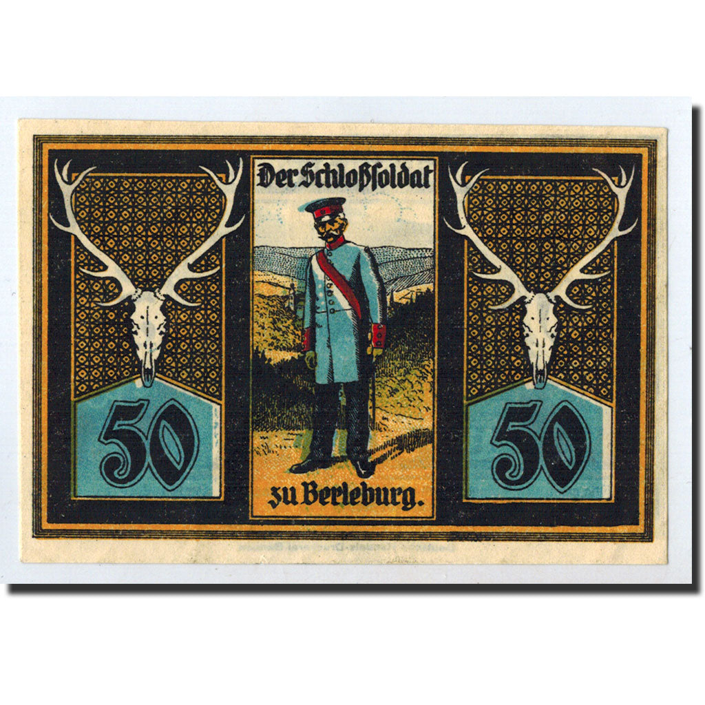 Billet, Allemagne, Berleburg Stadt, 50 Pfennig, château, 1921, 1921-03-12, SPL