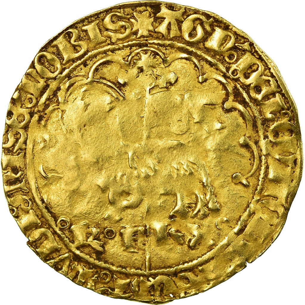 Coin, France, Charles VI, Agnel d'or, Montpellier, VF(20-25), Gold