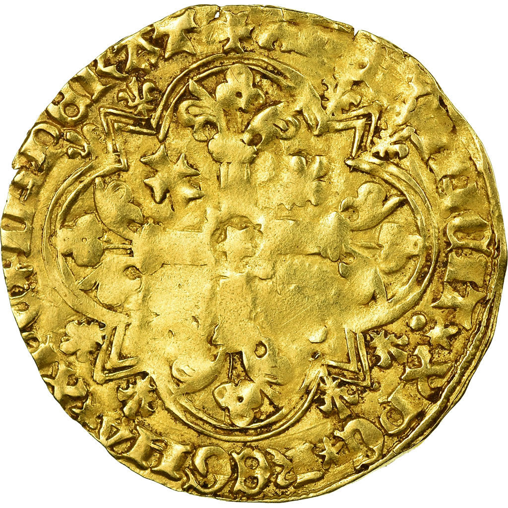 Coin, France, Charles VI, Agnel d'or, Montpellier, VF(20-25), Gold