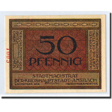 Banknote, Germany, Ansbach, 50 Pfennig, Animaux, 1921, 1921-08-12, UNC(63)