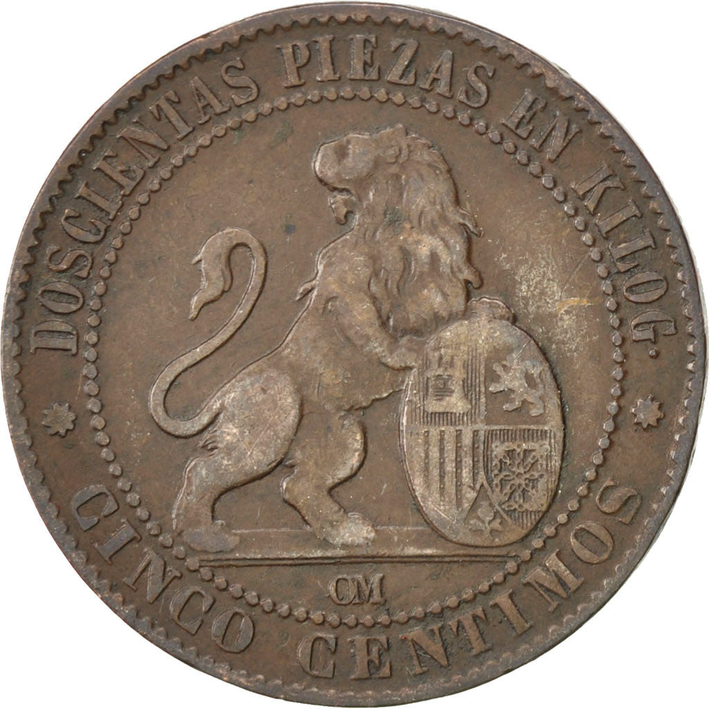 Moneta, Spagna, Provisional Government, 5 Centimos, 1870, MB+, Rame, KM:662