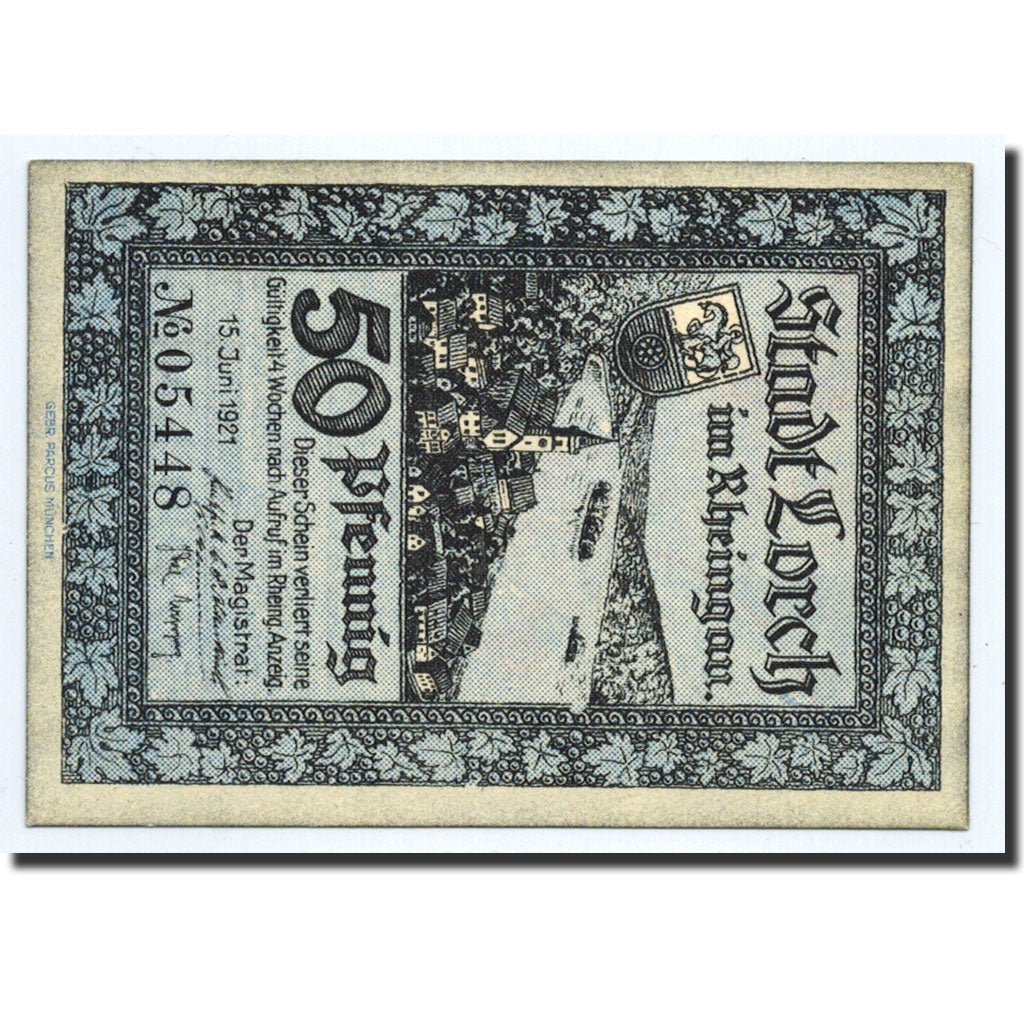 Banknote, Germany, Lorch, 50 Pfennig, carte, 1921, 1921-06-15, UNC(63)