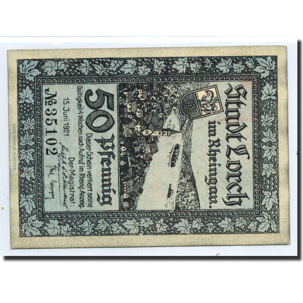 Banknote, Germany, Lorch, 50 Pfennig, carte, 1921, 1921-06-15, UNC(63)