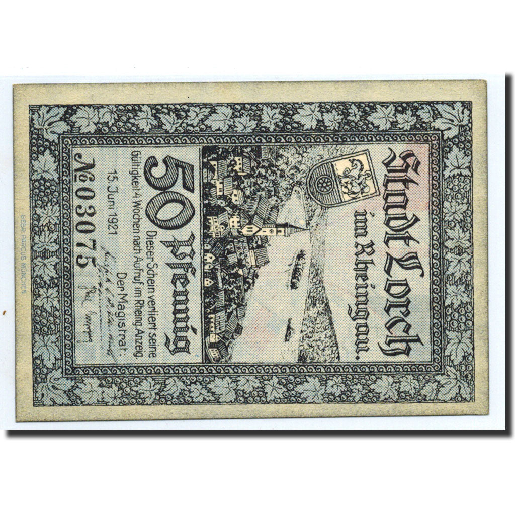 Banknote, Germany, Lorch, 50 Pfennig, carte, 1921, 1921-06-15, UNC(63)