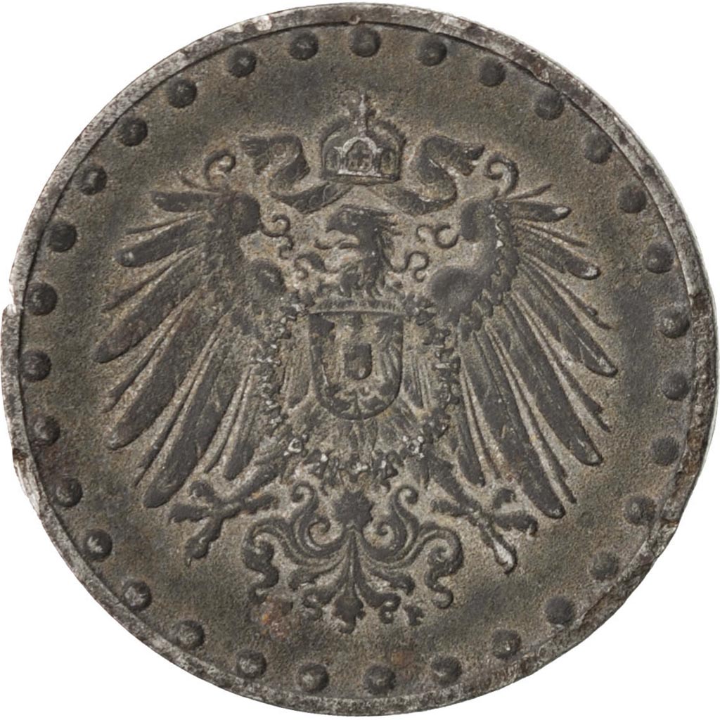 GERMANIA - IMPERO, 10 Pfennig, 1917, Stuttgart, MB+, Zinco, KM:26