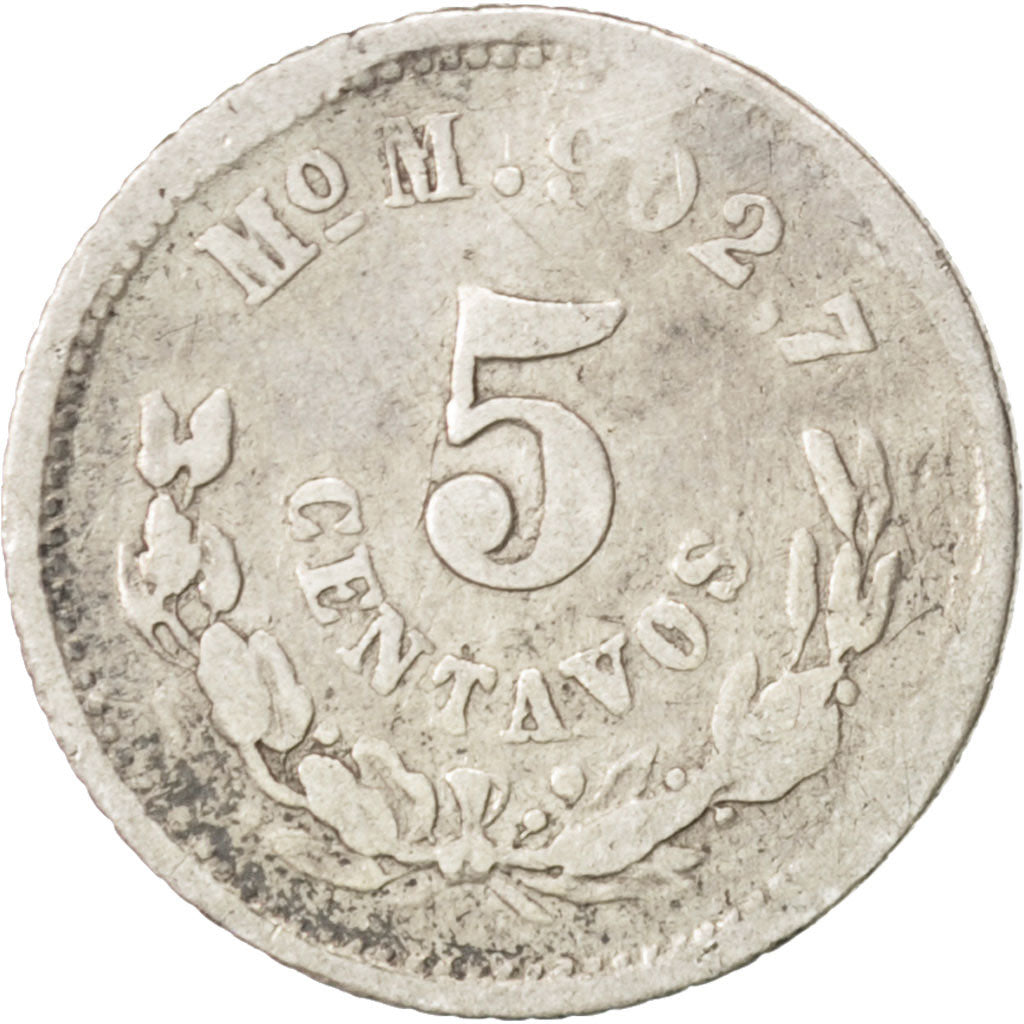 MEXICO, 5 Centavos, 1888, Mexico City, KM #398.7, VF(30-35), Silver, 1.23