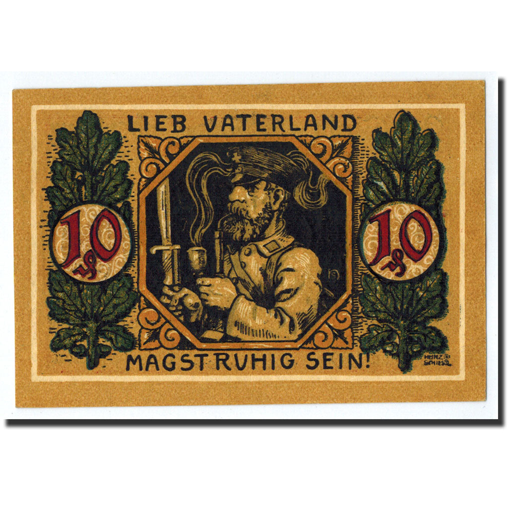 Banknote, Germany, Lindenberg, 10 Pfennig, portrait, 1918, 1918-05-01, UNC(63)